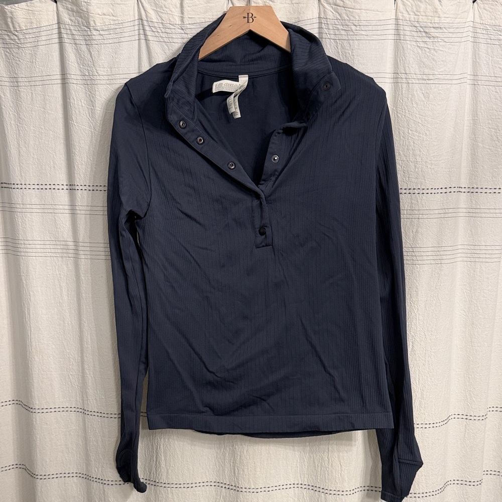 Athleta blue gray Long-Sleeve Snap pullover - Picture 1 of 6